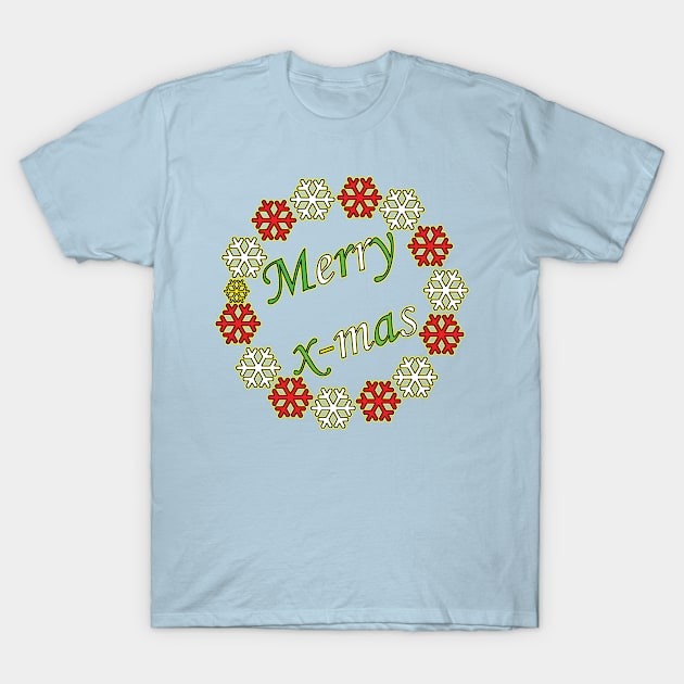 Merry X-mas Typography Design - Glowy T-Shirt by art-by-shadab